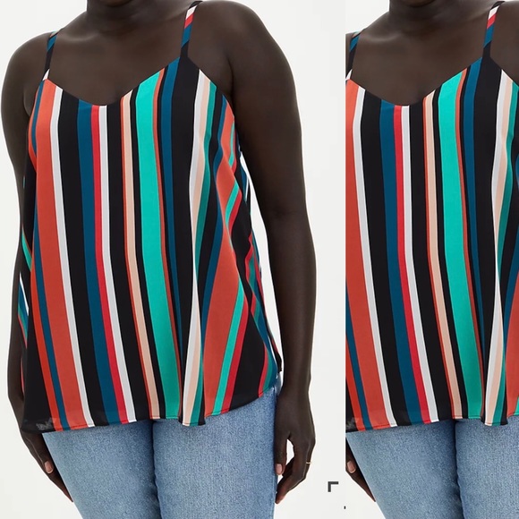 SOPHIE - MULTI STRIPE CHIFFON SWING CAMI - Picture 3 of 6